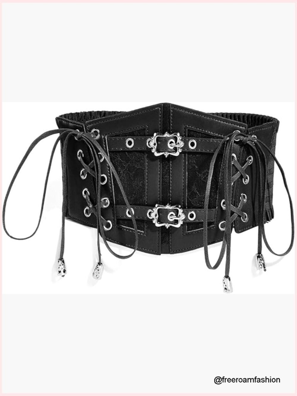 Vintage Faux Leather Corset Belt Lace-Up Renaissance Underbust Wide Elastic